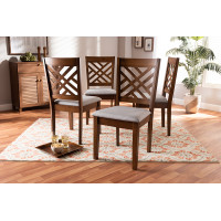 Baxton Studio RH317C-Grey/Walnut-DC-4PK Caron Modern and Contemporary Grey Fabric Upholstered Walnut Brown Finished 4-Piece Wood Dining Chair Set Set